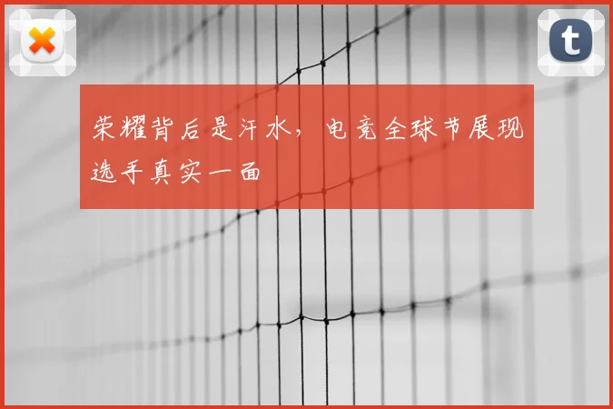 荣耀背后是汗水，电竞全球节展现选手真实一面